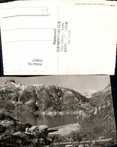 618957,Foto Ak Obergoms Restaurant Grimselblick geg. Siedelhorn u. Lauteraarhorn
