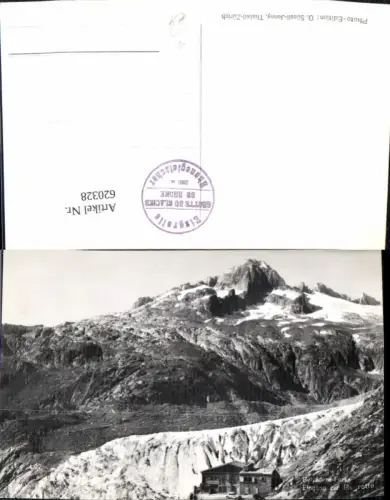 620328,Foto Ak Furka Hotel Belvedere Eingang zur Eisgrotte Obergoms