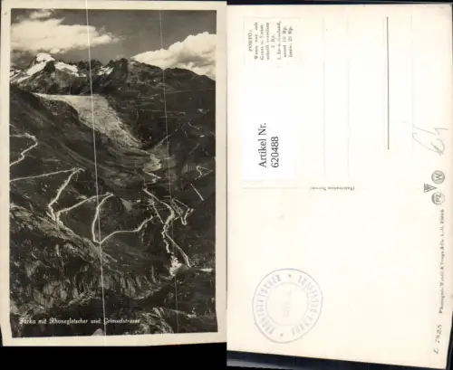620488,Furka m. Rhonegletscher u. Grimselstrasse Obergoms Oberwald
