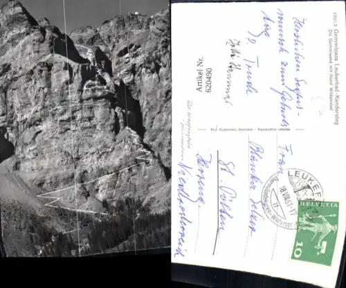 620490,Foto Ak Gemmipass Leukerbad Kandersteg Gemmiwand m. Hotel Wildstrubel