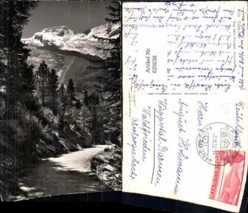 620638,Foto Ak Saas-Fee Weg n. Almagel Alphubel