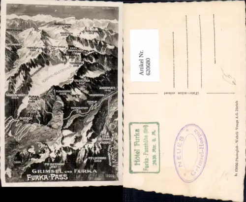 620680,Lagekarte Grimsel u. Furka Furkapass Gletsch Obergoms