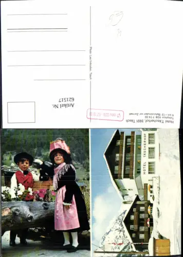 621517,Mehrbild Ak Täsch b. Zermatt Hotel Täscherhof Kinder Tracht Brunnen