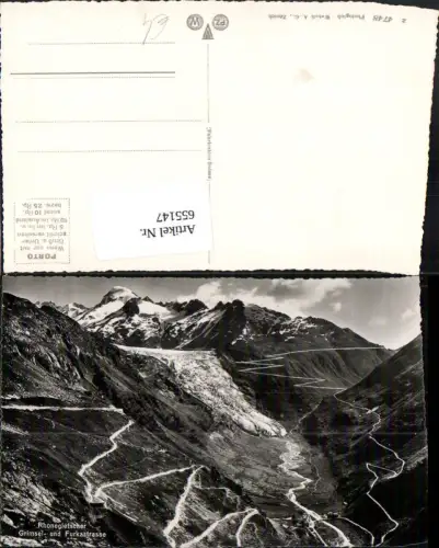 655147,Foto Ak Rhonegletscher Grimsel- u. Furkastraße Gletscher b. Gletsch
