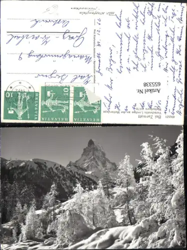 655338,Foto Ak Zermatt Matterhorn Verschneite Lerchen