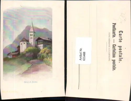 655488,Künstler Litho Eglise de Stalden Kirche