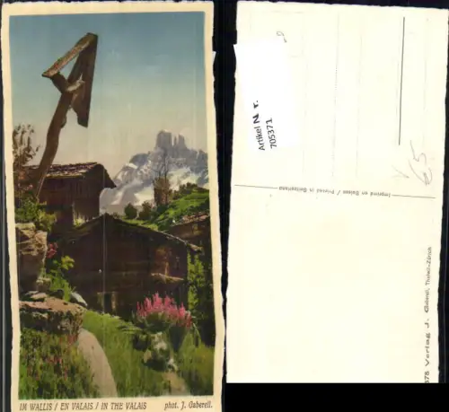 705371 Wallis En Valais Wegkreuz Bergdorf pub J. Gaberell 19378