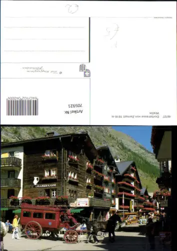 705921 Dorfstrasse Zermatt Wallis Monte Rosa Seilerhaus Kutsche