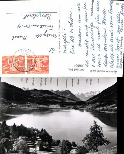 586604,Foto Ak Ägerisee m. d. Alpen Morgarten Oberägeri Gipfelkarte Switzerland