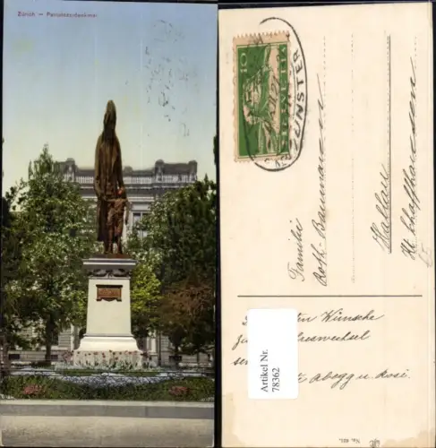 78362,Zürich Pestalozzidenkmal Detailansicht Kt Zürich