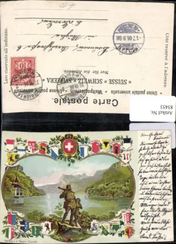 85453, Zürich verschiedene Wappen mit Denkmal