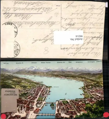 99214,Zürich und Zürichersee Vogelschau