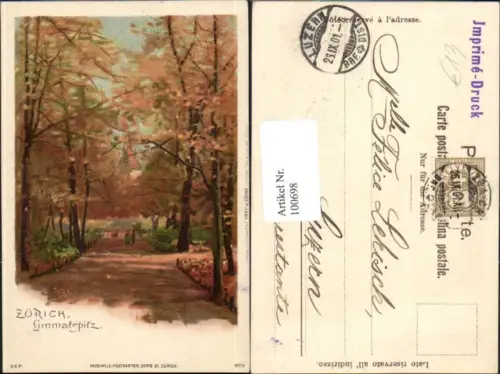 100698,Zürich Limmatspitz Litho Facsimile Postkarte Serie Kt Zürich