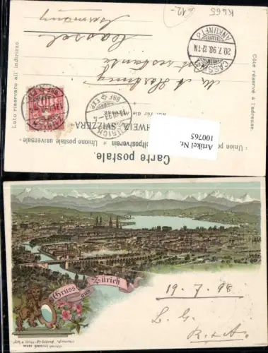 100765,Litho Gruß aus Zürich Kt Zürich