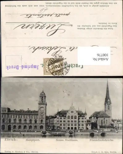 100776,Zürich Hauptpost Neues Stadthaus Fraumünsterkirche Kt Zürich