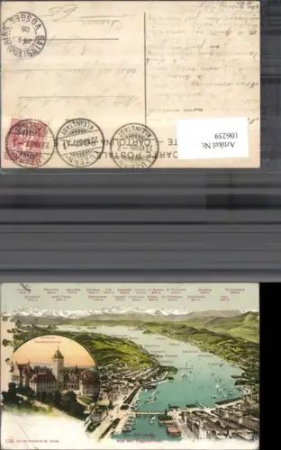 106259,Zürich Zürichsee Luftaufnahme Lagekarte 1906