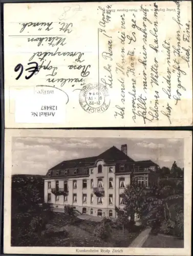 128487,Zürich Krankenheim Realp Ansicht 1924 Kt. Zürich