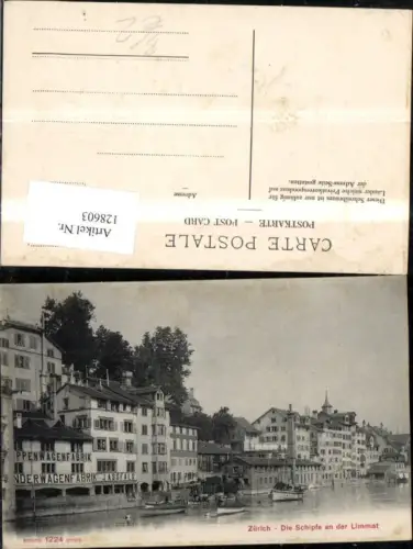 128603,Zürich Schipfe a. d. Limmat Ansicht Schiffe Boote Kt. Zürich