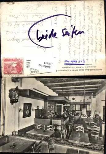 128643,Zürich Restaurant Bar Grill Room Zum Schiff Innenansicht 1957 Kt. Zürich