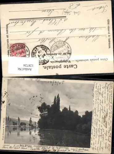 128724,Balz-Stäger Abendstimmung an d. Au Zürichersee 1905 Kt. Zürich