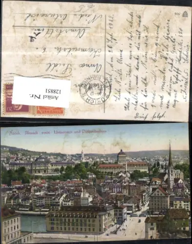 128851,Zürich Altstadt m. Universität u. Polytechnikum 1922 Kt. Zürich