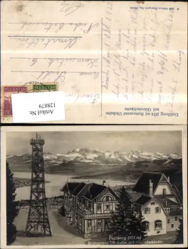 128879,Uetliberg Restaurant Utokolm m. Glärnischkette Ansicht Aussichtsturm 1922 Kt. Zürich