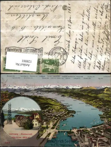 128881,Zürichsee Ansicht Lagekarte 1921 Kt. Zürich