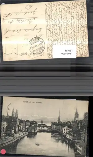 154454,Zürich m. 2 Brücken Ruderboot 1909 Kt Zürich