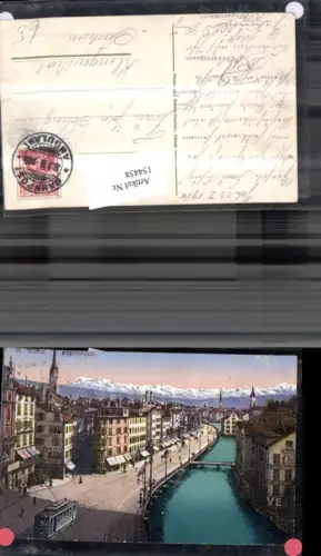 154458,Zürich Lammatquai Brücke Strassenbahn 1916 Kt Zürich