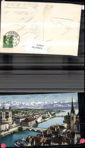 154476,Zürich u. d. Alpen Gipfelkarte Brücke 1913