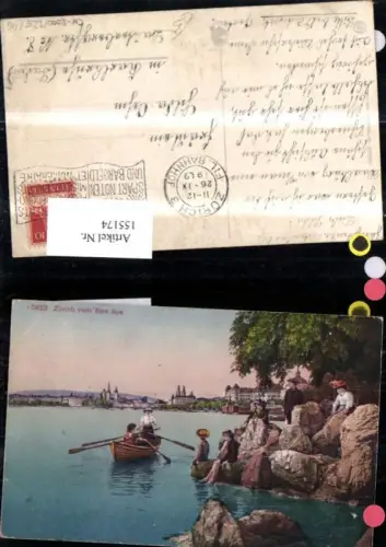 155174,Zürich v. See aus Ansicht m. Ruderboot Personen 1919