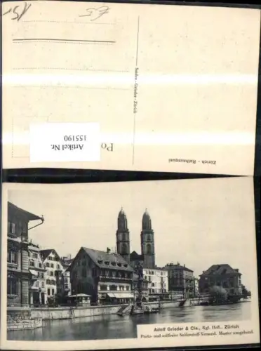 155190,Zürich Rathausquai Reklame Adolf Grieder Cie Kgl. Hofladen Seidenstoff Versand