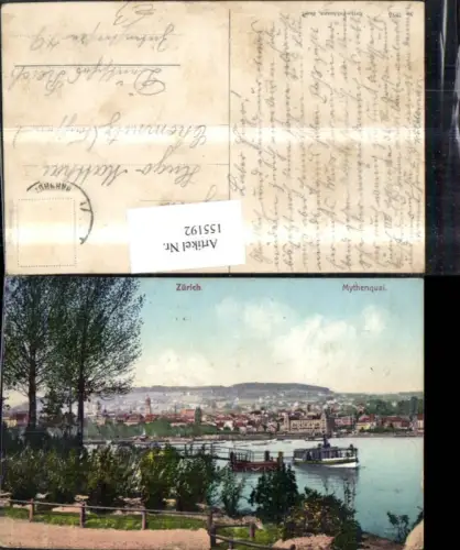 155192,Zürich Mythenquai Ansicht Schiff Dampfer