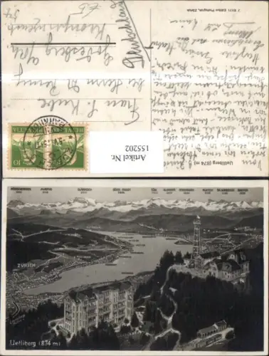 155202,Uetliberg Zürichsee Lagekarte 1925 Kt Zürich