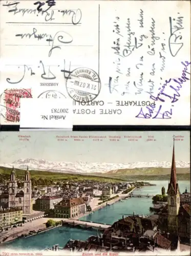 200783,Zürich u. d. Alpen Gipfelkarte