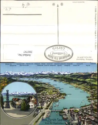 200797,Zürich Zürichsee a. d. Vogelschau Lagekarte Gipfelkarte Uetilberg Restaurant Uto Kulm