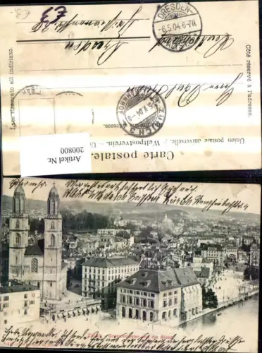 200800,Zürich Grossmünster u. d. Alpen