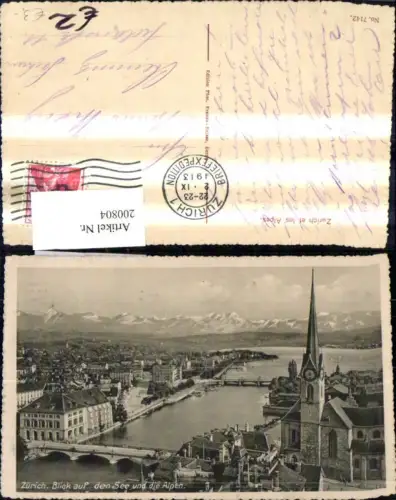 200804,Zürich Blick a. d. See u. d. Alpen