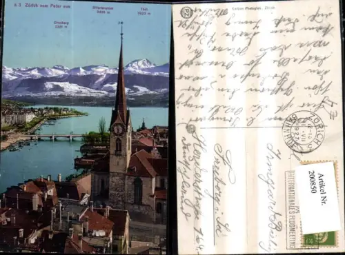 200850,Zürich v. Peter aus Gipfelkarte Kirche