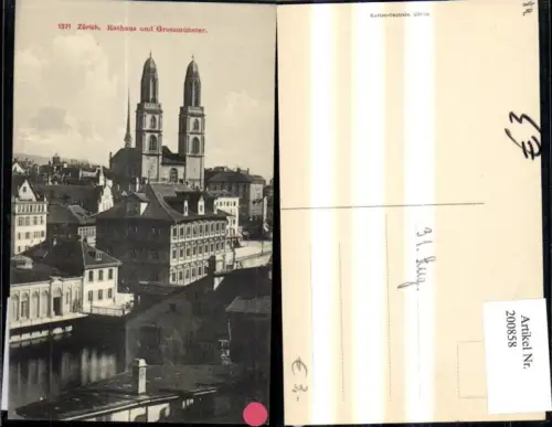 200858,Zürich Rathaus u. Grossmünster Kirche
