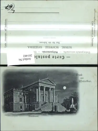 201482,Winterthur Litho Stadthaus b. Mondschein Kt Zürich