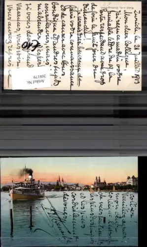 208179,Zürich Ansicht m. Schiff Dampfer