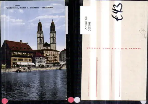 208908,Zürich Großmünster Rüden u. Zunfthaus Zimmerleuten Kirche
