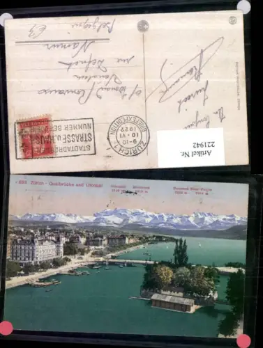 221942,Zürich Quaibrücke u. Utoquai m. Glärnisch Bächistock Hausstock Böser Faulen