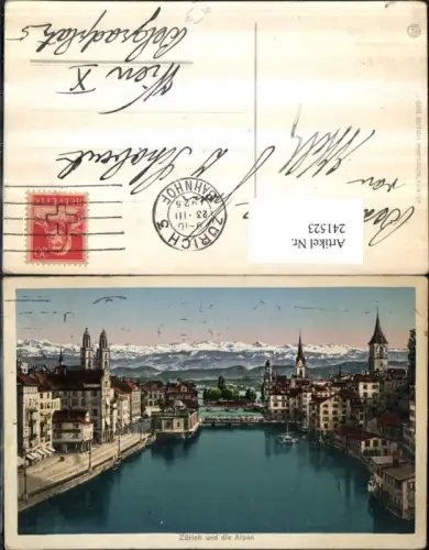 241523,Zürich Teilansicht und d. Alpen
