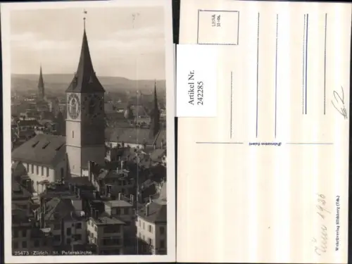 242285,Zürich Teilansicht St. Peterskirche Kirche