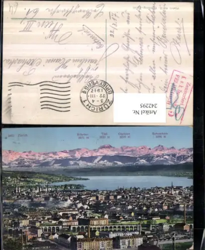 242295,Zürich Totale m. Bifereten Tödi Clariden u. Scheerhorn