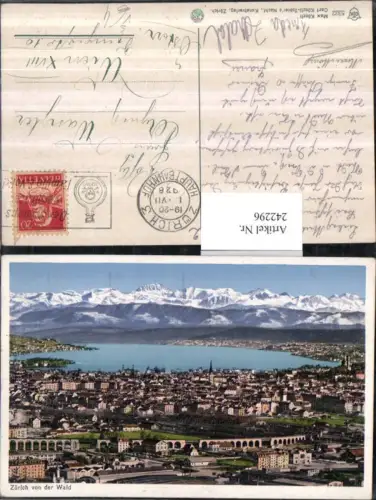 242296,Zürich Totale von d. Waid pub Max Künzli 5332 Der Schnaps vernichtet Familie u. Volk Stempel
