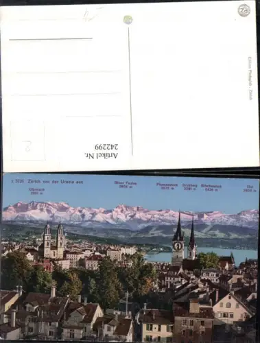 242299,Zürich Totale von d. Urania aus m. d. Alpen