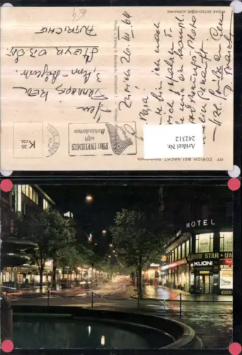 242312,Zürich b. Nacht Bahnhofstraße Straßenansicht Hotel Brunnen
